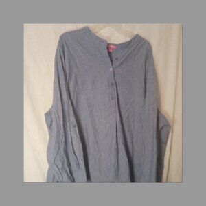 (M) Woman Within Long Sleeve 100% Cotton Denim 3X Blouse